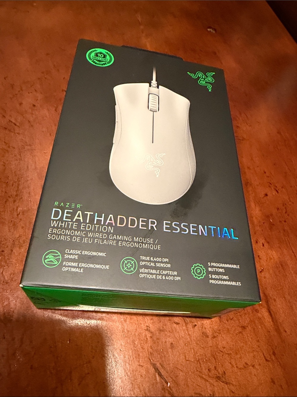 Razer DeathAdder Essential White Gaming Mouse with Green Accents